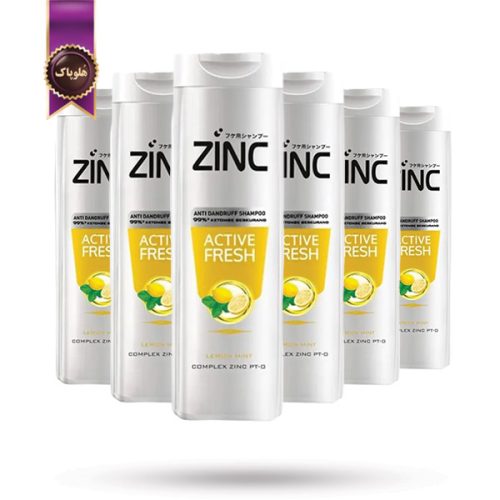 6 عدد شامپو مو زینک Zinc مدل عصاره لیمو و نعناع Lemon Mint حجم 340 میلی لیتر (اورجینال)