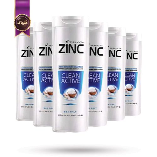 6 عدد شامپو مو زینک Zinc مدل نمک دریایی Clean Active حجم 340 میلی لیتر (اورجینال)