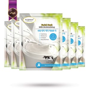 6 عدد ماسک صورت ورقه‌ ای پوکیانا PUQIANNA مدل شیر milk پک 1 عددی (اورجینال)