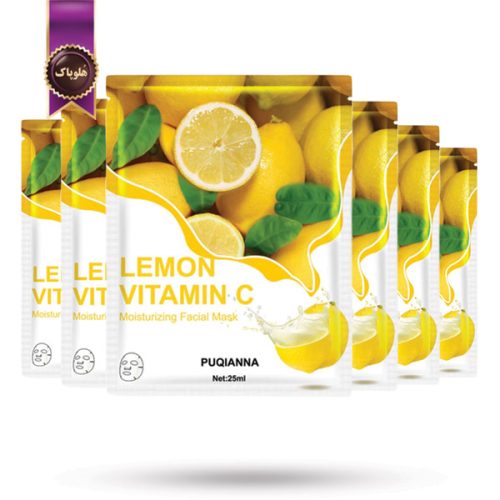 6 عدد ماسک صورت ورقه‌ ای پوکیانا PUQIANNA مدل عصاره لیمو و ویتامین سی Lemon witamin c پک 1 عددی (اورجینال)