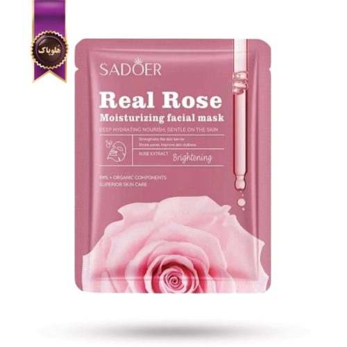 ماسک صورت ورقه‌ ای سادور SADOER مدل مرطوب کننده گل رز Moisturizing real rose پک 1 عددی (اورجینال)