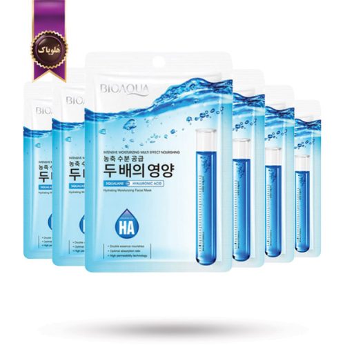 6 عدد ماسک صورت ورقه‌ ای بیو آکوا BIOAQUA مدل حاوی هیالورونیک اسید HA پک 1 عددی (اورجینال)