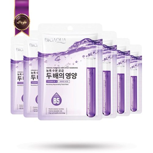 6 عدد ماسک صورت ورقه‌ ای بیو آکوا BIOAQUA مدل حاوی ویتامین بی 5 B5 پک 1 عددی (اورجینال)