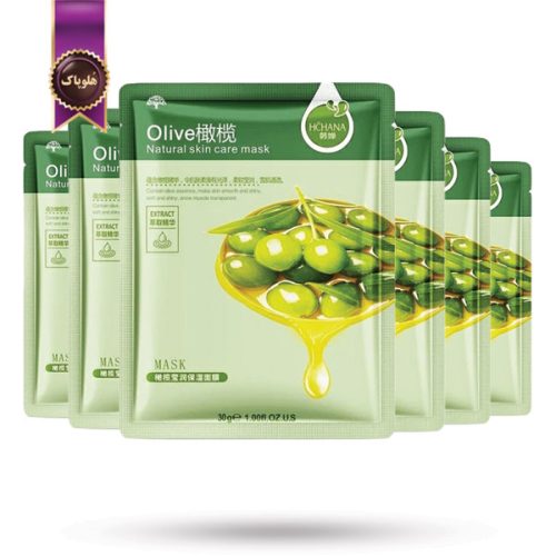 6 عدد ماسک صورت ورقه‌ ای هاچانا HCHANA مدل عصاره زیتون Olive پک 1 عددی (اورجینال)