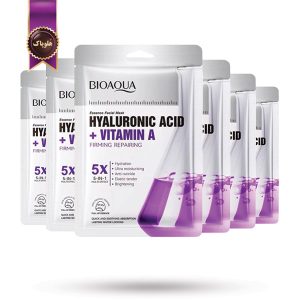 6 عدد ماسک صورت ورقه‌ ای بیوآکوا BIOAQUA مدل هیالورونیک اسید و ویتامین آ Hyaluronic Acid + Vitamin A پک 1 عددی (اورجینال)