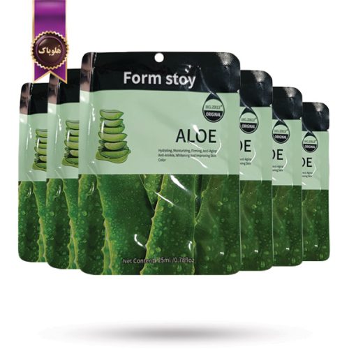 6 عدد ماسک صورت ورقه‌ ای فارم استی Form stoy مدل آلوئه‌ ورا Aloe پک 1 عددی (اورجینال)