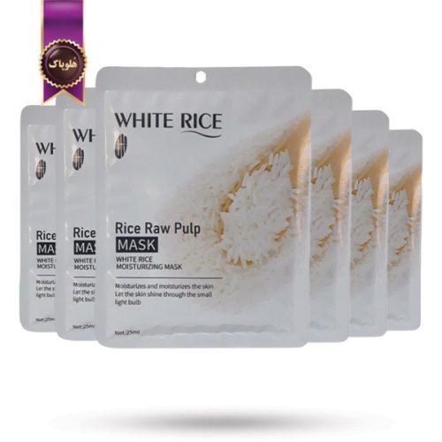 6 عدد ماسک صورت ورقه‌ ای وایت رایس White Rice مدل برنج خام rice raw pulp پک 1 عددی (اورجینال)