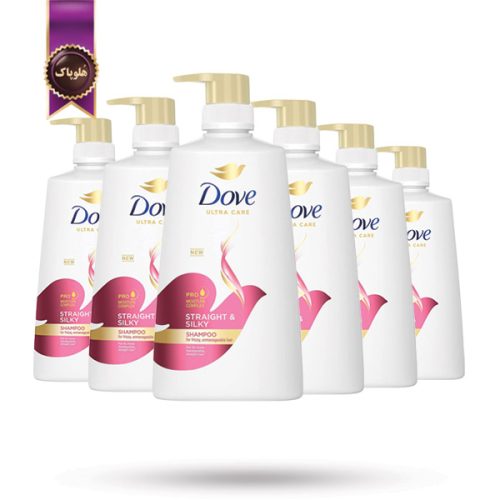 6 عدد شامپو مو داو Dove مدل صاف و ابریشمی Straight & Silky حجم 700 میلی‌ لیتر (اورجینال)