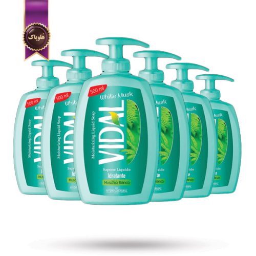 6 عدد صابون مایع ویدال Vidal مدل رایحه مشک سفید White Musk حجم 500 میلی‌ لیتر (اورجینال)