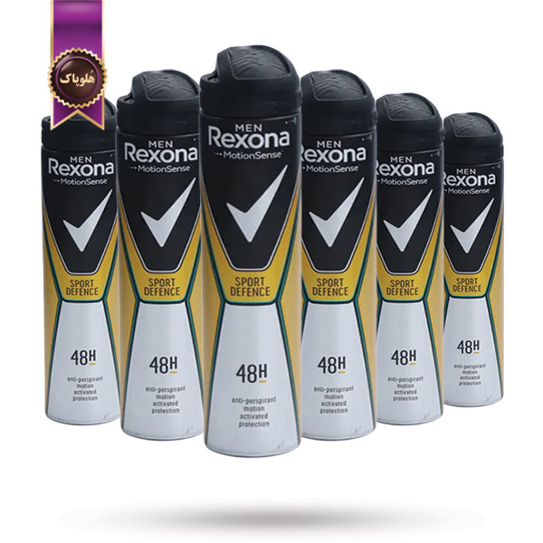 6 عدد اسپری دئودورانت ضد تعریق مردانه رکسونا Rexona مدل اسپرت دیفنس Sport Defence حجم 200 میلی لیتر (اورجینال)